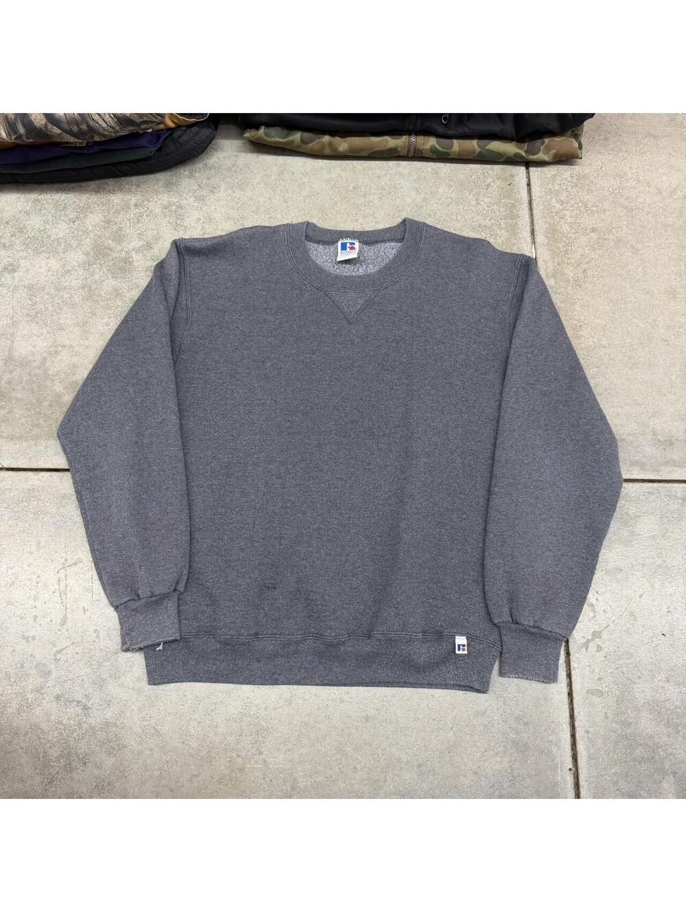 vintage russell athletics made in usa dark grey blank crewneck size medium